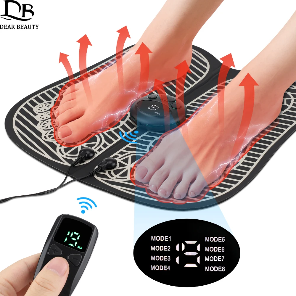 

New Heating EMS Foot Massage Mat Pulse Physiotherapy Muscle Stimulator Electric Foot Massager Pad Pain Relief Eliminate Edema