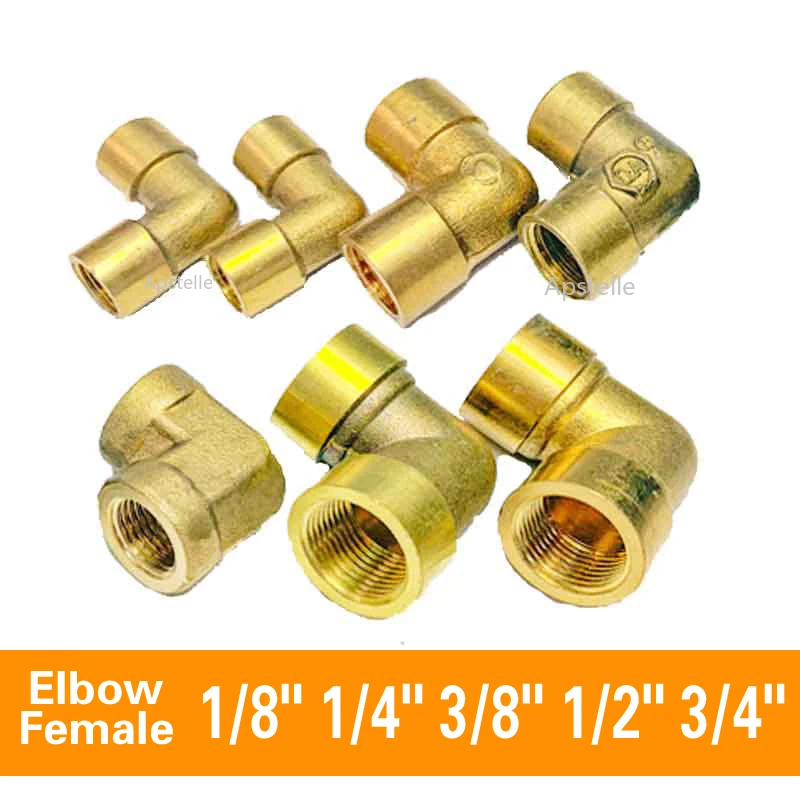 Elbow Female 1/8" 1/4" 3/8" 1/2" 3/4" Thread Brass Pipe Equal Nipple Fittings Quick Adapters Connectors Copper |