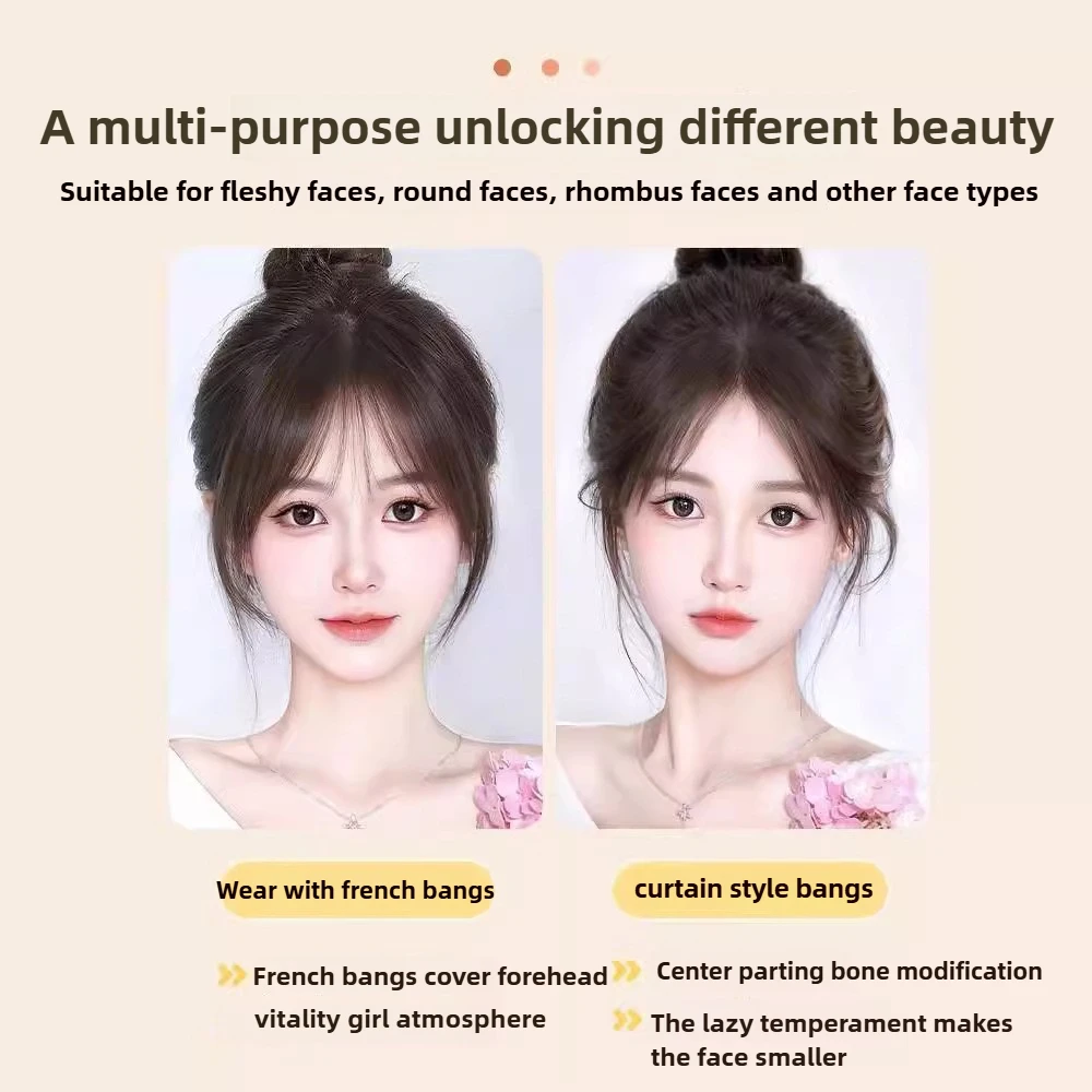 Ashely Wig Woman Thin Bangs Increase Amount of Hair Bangs Clip-in Extensions Human Hair High Temperature Fiber Synthetic Bangs