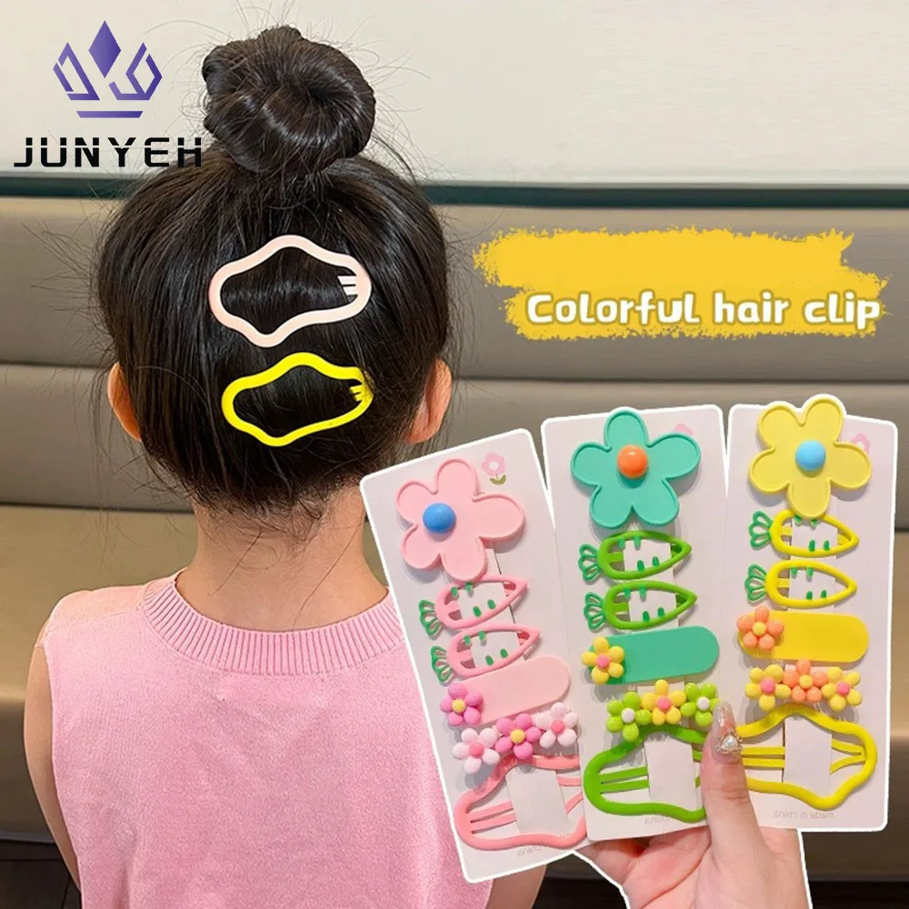 

Girls Colorful Flower Hairpin Children's Carrot Hair Clips Side Hairpin Girls Bangs Clip Baby Headdress For Kids