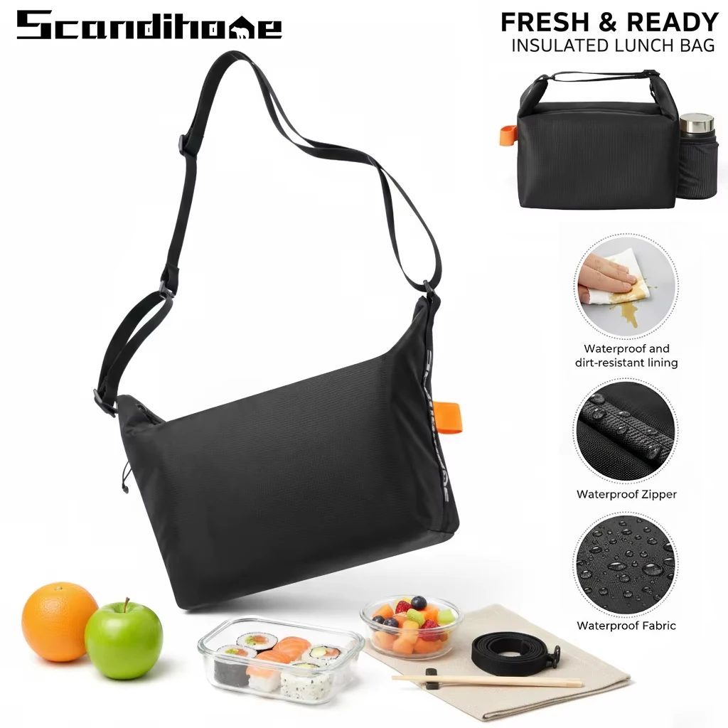 Insulated Lunch Bag Thermal Lunch Bags For Women Men Office Picnic Lunch Box Cooler Handbag With Adjustable Shoulder Strap