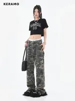 2025 Women Fashion Camouflage Jeans Loose High Waist Cargo Pants Straight Jeans Baggy Pants Casual Denim Trousers Feamle Y2k - Image 5