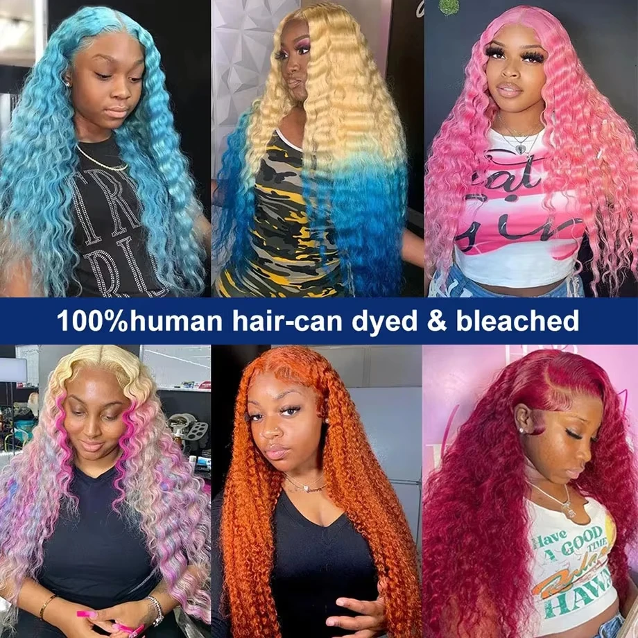 30 40 Inch 13x6 Hd Lace Frontal Human Hair Wigs For Women 13x4 Brazilian Deep Wave 613 Honey Blonde Curly Wigs On Sale Clearance 5