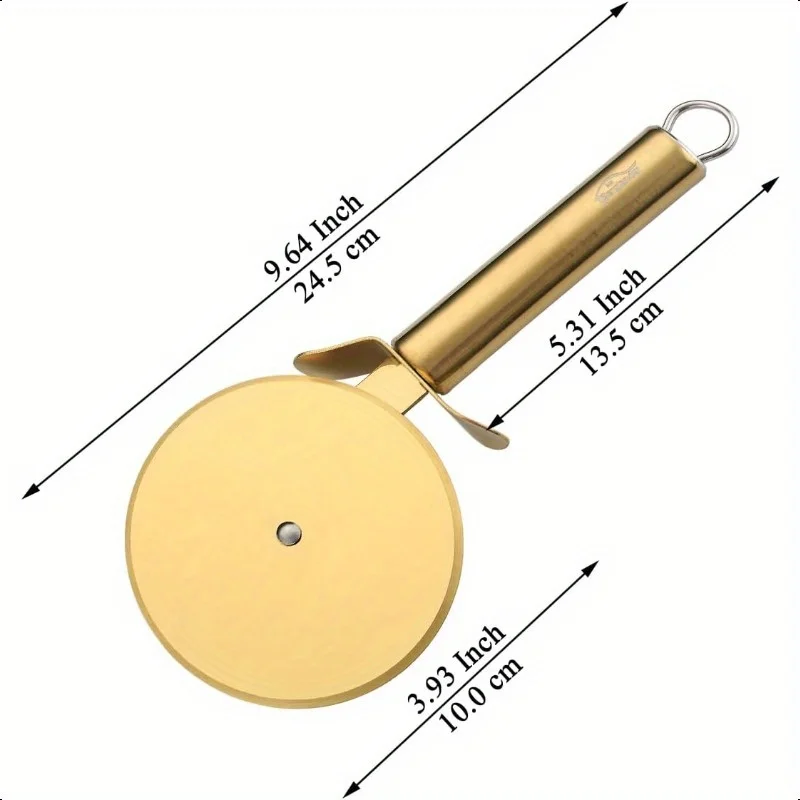Berglander Pizza Wheel Golden Titanium Plating Stainless Steel Pizz Cutter Super Sharp Pizza Slicer With Titanium Golden Plating