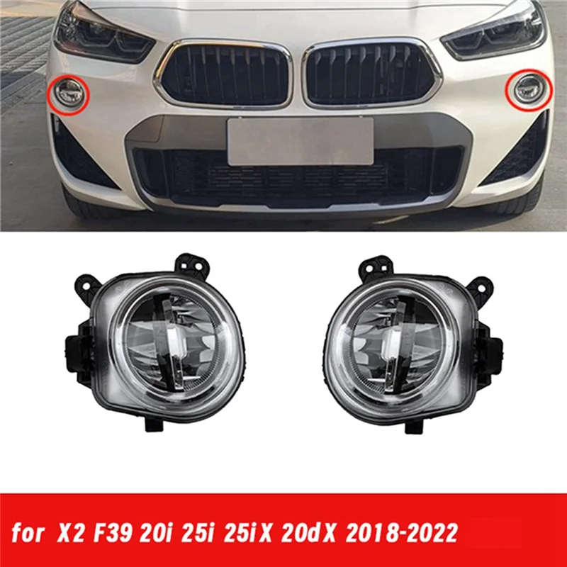1 쌍 앞 범퍼 LED 안개 램프 DRL 라이트 어셈블리 BMW X2 F39 20I 25I 25Ix 20Dx 2018-2022 63177444805 63177444806