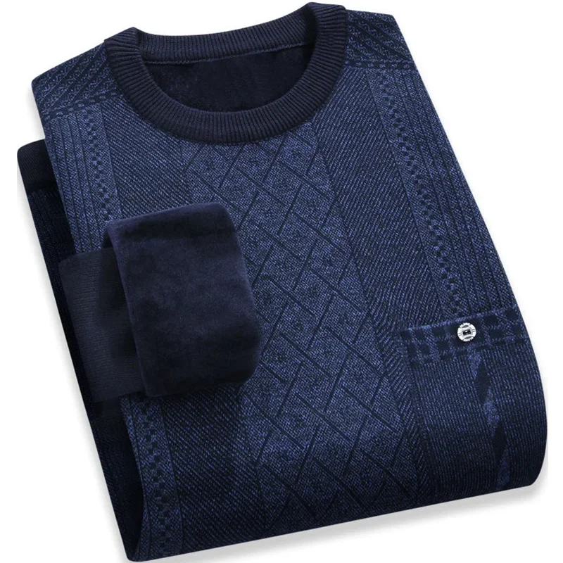 Fashion O-Neck Knitted Loose Printed Casual Sweater Men Clothing 2024 Autumn New Oversized Korean Pullovers All-match Warm Tops