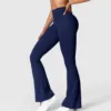 Solid Flared Leggings Elegant Slim Fit Yoga Pants Fitness Sports Trousers Women Clothes Casual Bell Bottom Joggers Sweatpants 3