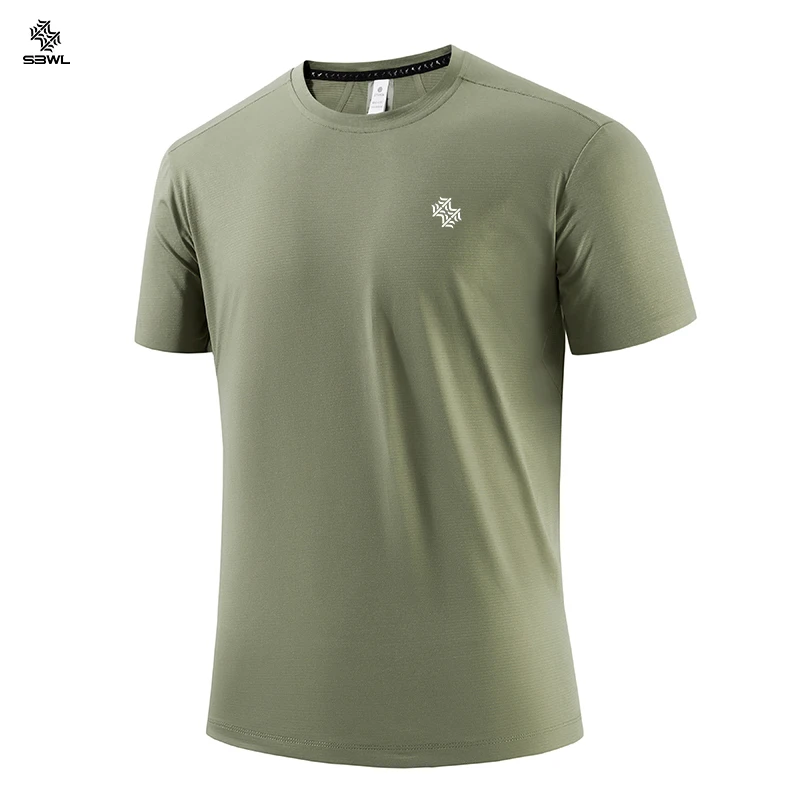 SBWL High quality Outdoor hiking mountaineering Tees running weight loss fitness sports quick drying T-shirt Men's Ice silk Tops 4