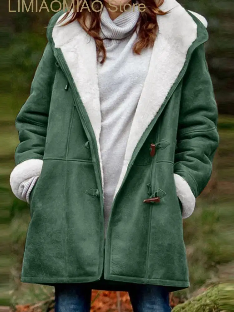 New Winter Clothes Women Jackets for Women Solid Long-sleeved Tops Hooded Cashmere Warm Oversized Coat Women Clothing Outerwear