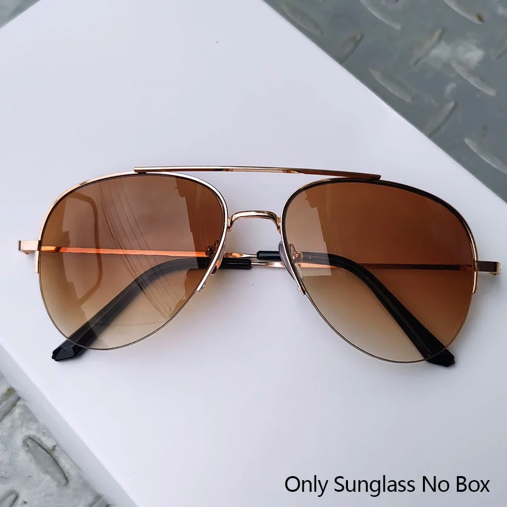 Men's Semi-Rimless Aviator Sunglasses - Classic Fashion, Large Metal Frame, Outdoor Sports Anti-UV