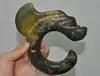 5"China Hongshan Culture old Jade carve sacrifice Feng Shui dragon hook statue 4
