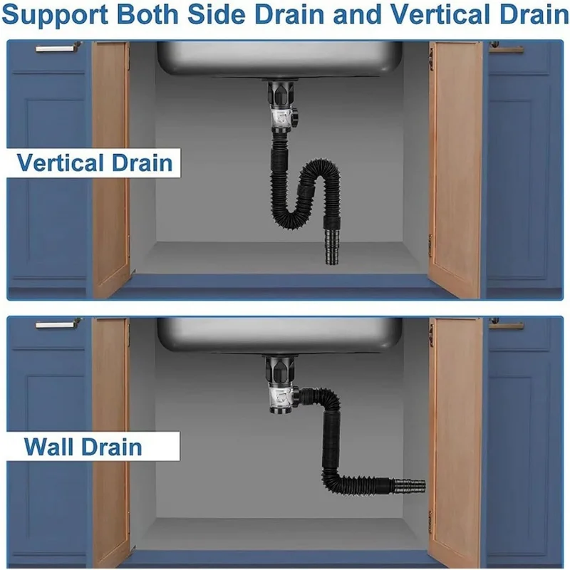 Kitchen Sink Drain Pipes Flip-Top Retractable Deodorizing