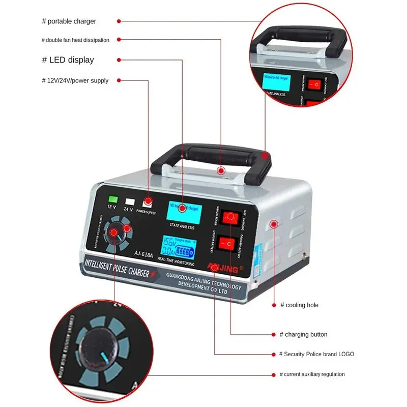 Large Power 400W Battery Charger 12V/24V Car Battery Charger Trickle Smart Pulse Repair for Car SUV Truck Boat images - 6