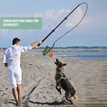 Retractable Pole Dog Chew Toy Pet Black Plush Toys Bite-resistant Flirt Pole for Dogs Teaser Wand with Plush Refill Dog Toy 5
