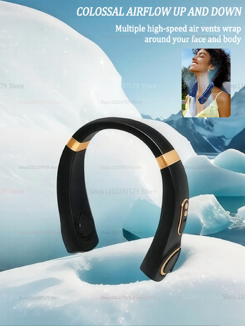 Neck Hanging Fan Portable Bladeless Mini Rechargeable Electric Air Cooler With LED Display For Summer Travel Outdoor Indoor