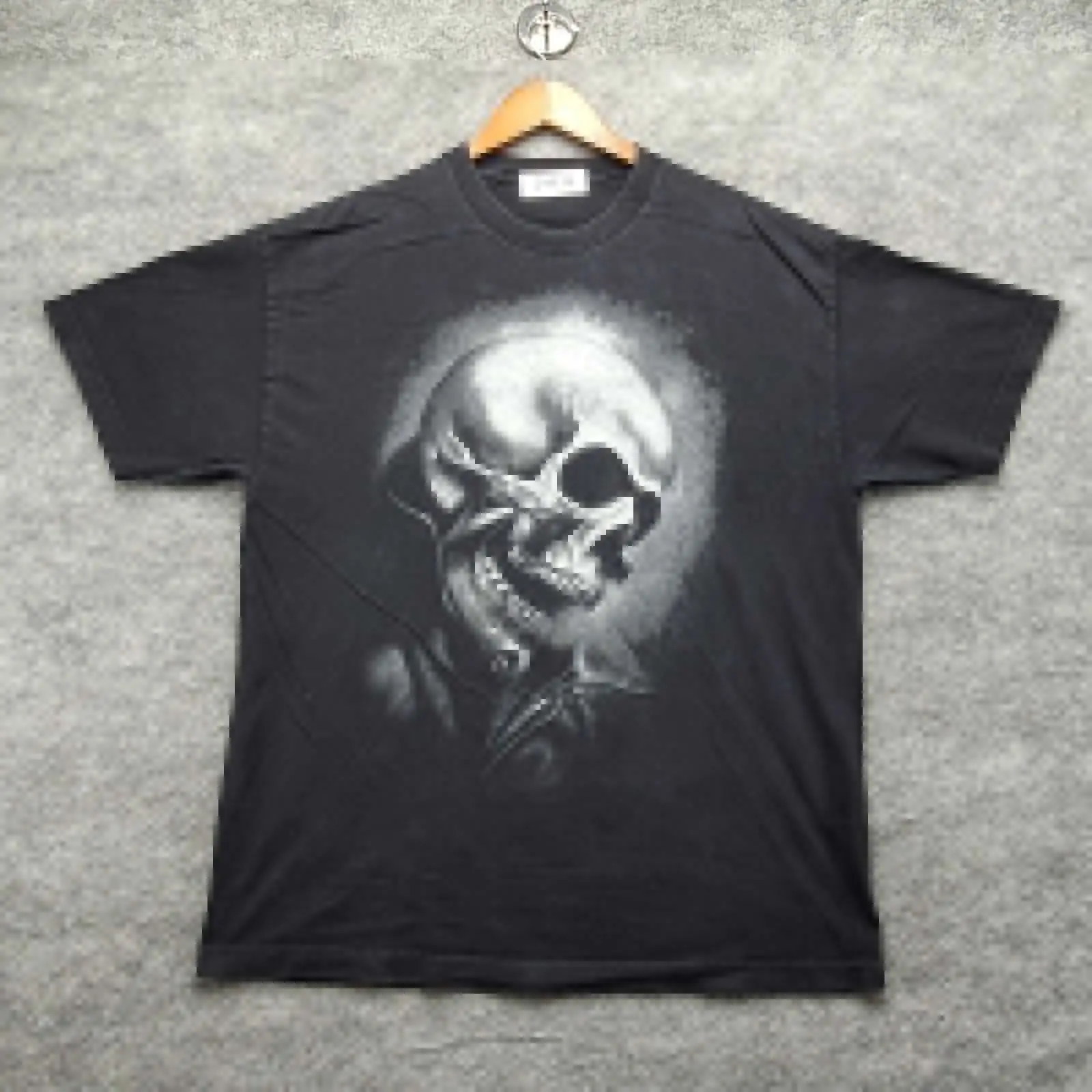 Vintage Ghost-Rider Skull Shirt Xl Demoniic Big-Head Biker Tee Maniche Lunghe