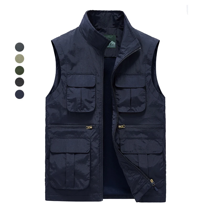 2022 Mens Plus Size Tooling Vests Multi-pocket Fishing Quick-dry Tank Top  Jacket Tactical Vest Sleeveless Work Wear 8XL