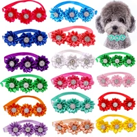 20/50pcs Dog Bow Tie Dog Flower Collar Diamod Dog Accessories Small Dogs Cat Puppy Bowtie Collar Dogs Bowties Pet Supplies 1
