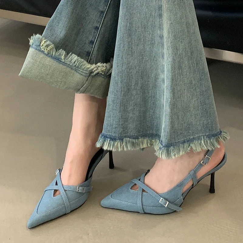 Female Dress Footwear Party Ladies Thin Heels Pumps Shoes New 2025 Fashion Pointed Toe Elegant Women High Heels Shoes Slingbacks 5