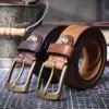 Men’s Genuine Leather Belt – Italian Cowhide with Brass Buckle 2