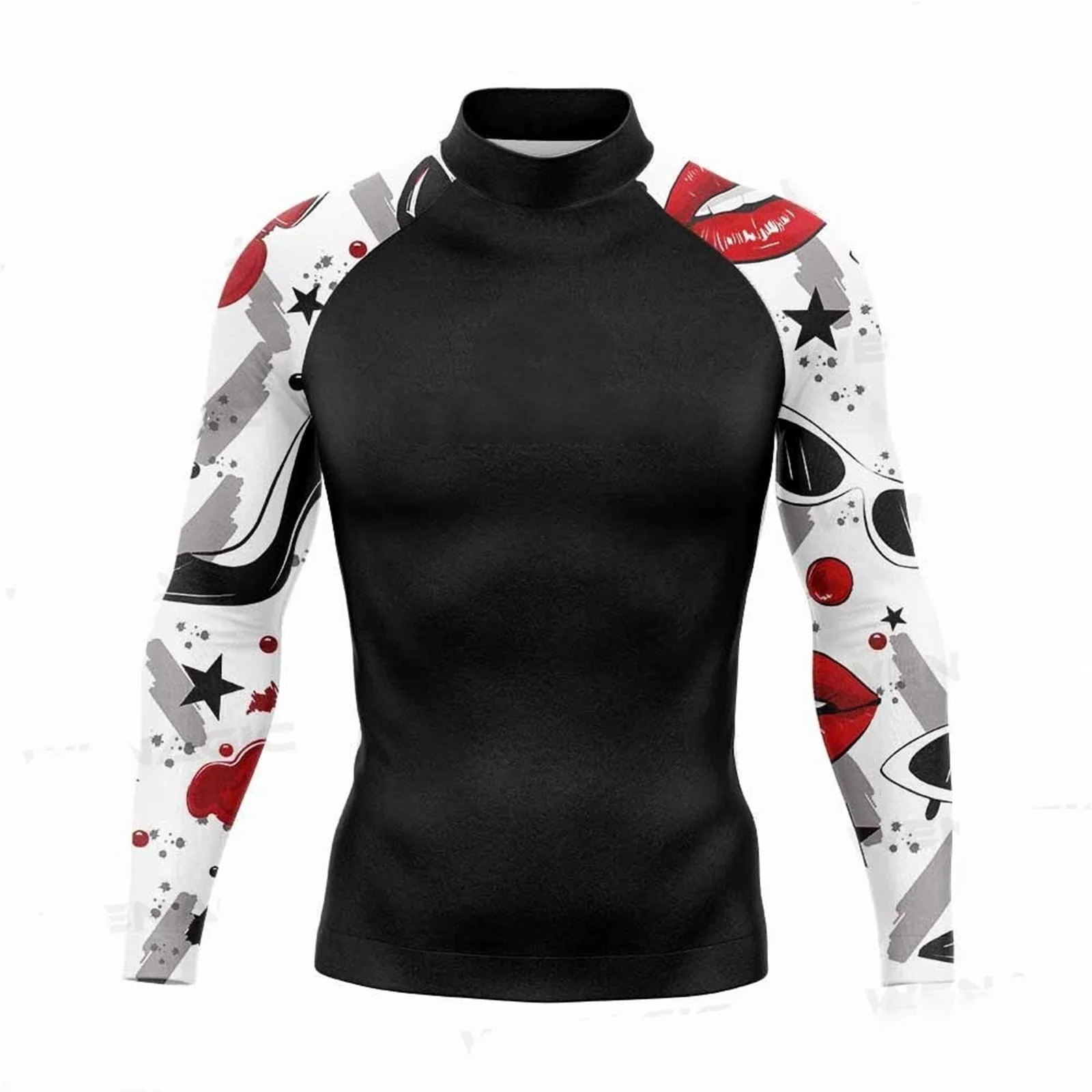 Men's Funny Swimwear Rash Guards Long Sleeve Surf T-shirt UV Protection Swimsuit Surfing Diving Swimming Skinsuit Rashguard