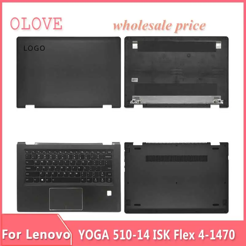 Nuovo Per Lenovo Yoga 510-14 Isk Flex 4-1470 Laptop Lcd Cover Posteriore Cornice Anteriore Superiore Poggiapolsi Base Inferiore Custodia Cerniere Per 
