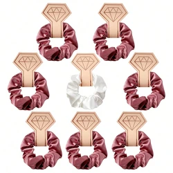 Elegant Bridesmaid Hair Scrunchies Set - Perfect Bridal Shower Party Accessories (8 - Pack) (Deep pink)