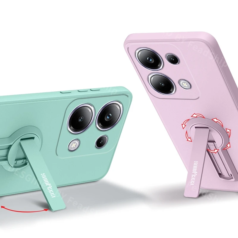 Liquid Silicone Shockproof Protective Phone Case with Holder Bracket
