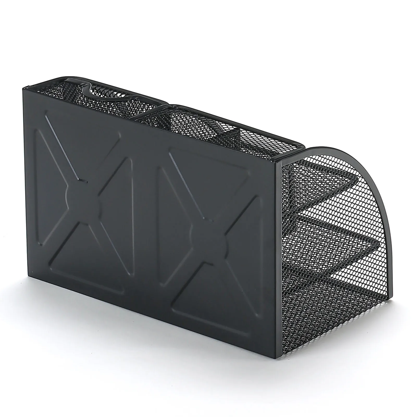 Pen Holder Office Desktop Storage Box Metal Mesh Square Divided Container with Multiple Compartments