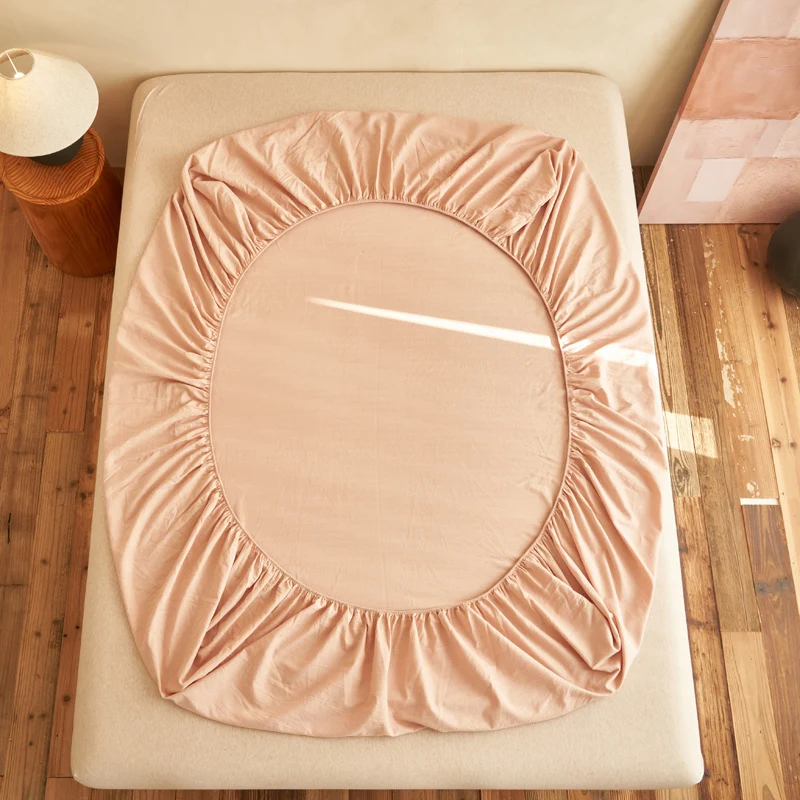 100% Cotton Soft Fitted Sheet with Elastic Bands Non Slip Adjustable Mattress Cover for Double King Queen Bed 90x200 150x200 180 5