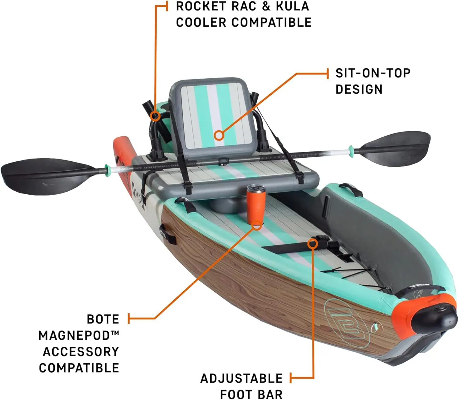 Deus Aero Inflatable MagnePod Compatible Kayak for Adults Kids includes Travel Bag 1 Person Single Rider Blow Up Kayaking