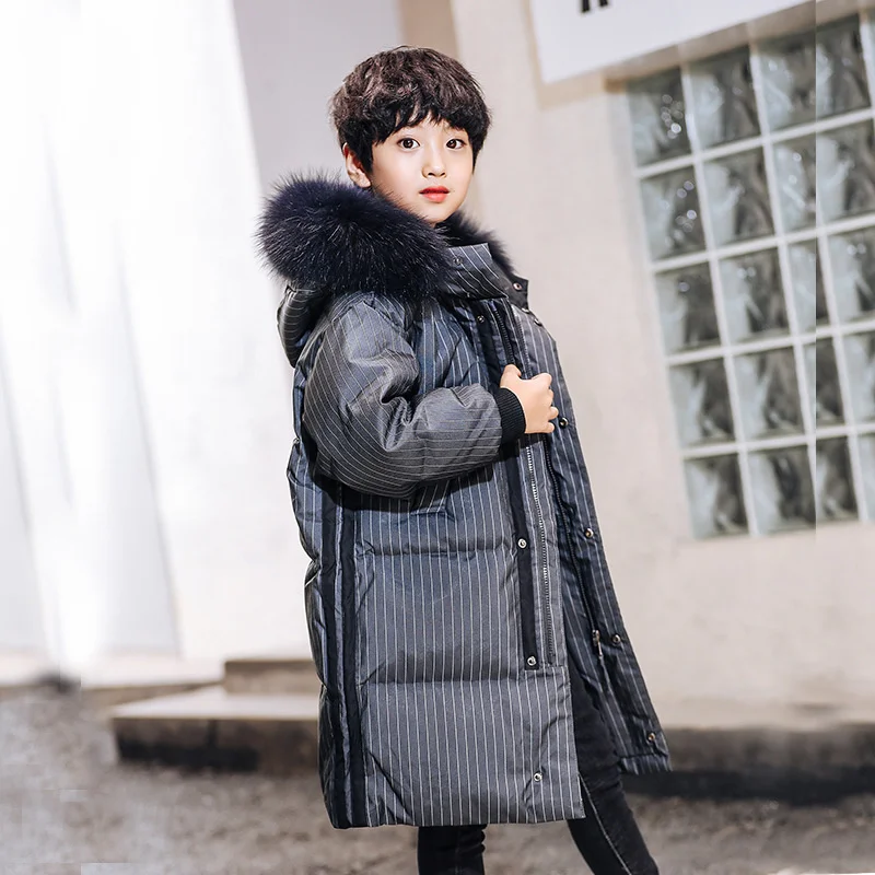 Spring Winter Children's White Duck Down Jacket Outdoor Trekking Medium Length Middle Large Child Boys Girls Warm Clothes Coat