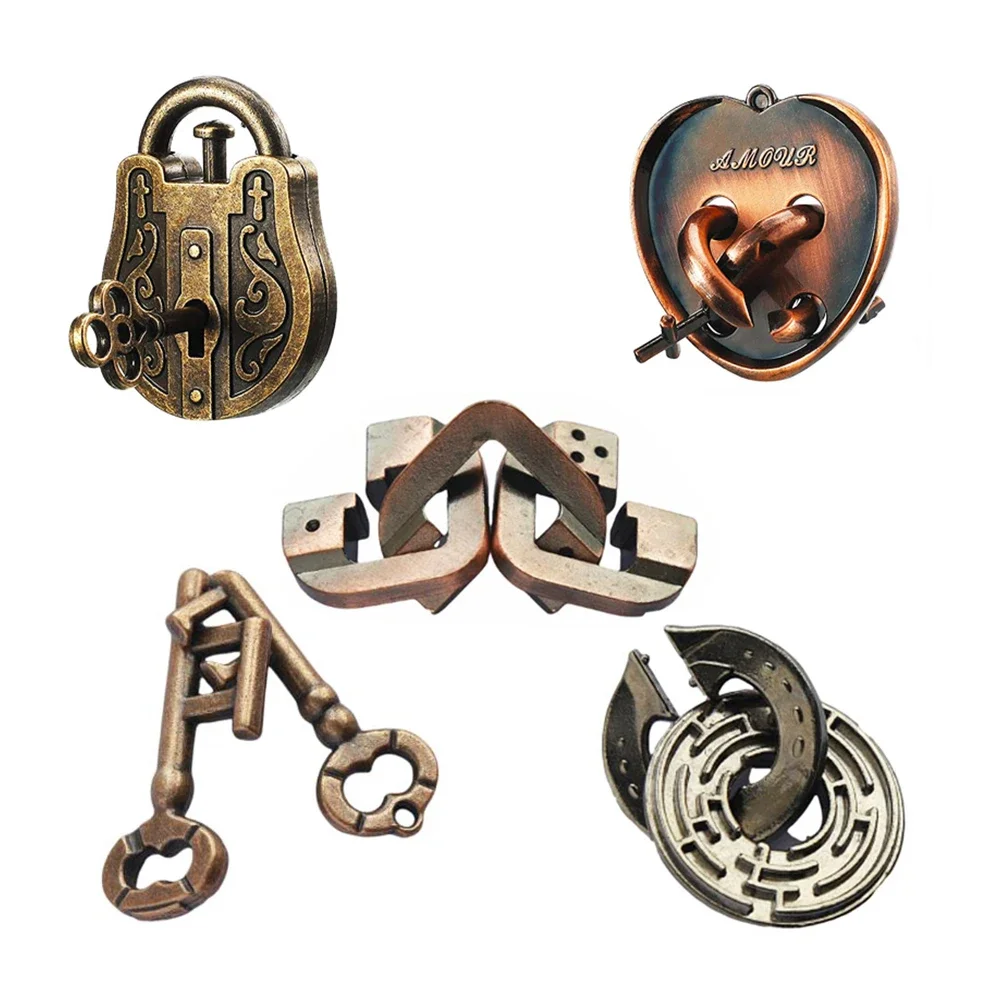 1 pcs Classic Alloy Unlocking Ring Unlocking Magic Puzzle Decryption Game Unlocking Novelty Children Toys Adult Toys 4