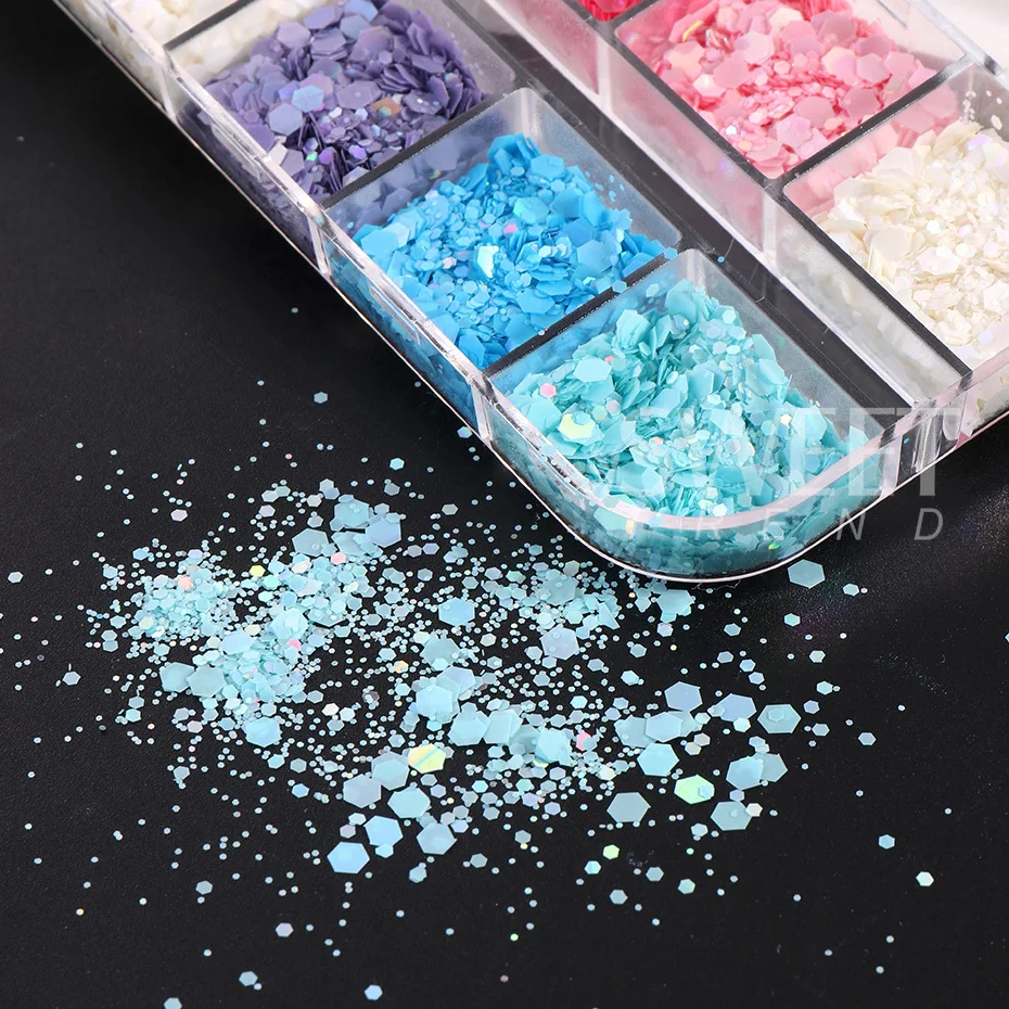 Mermaid Macaron Flakes Nail Glitter Holographic Hexagon Sequin Candy Color Paillette DIY Charm Summer Decoration Slices Spangles