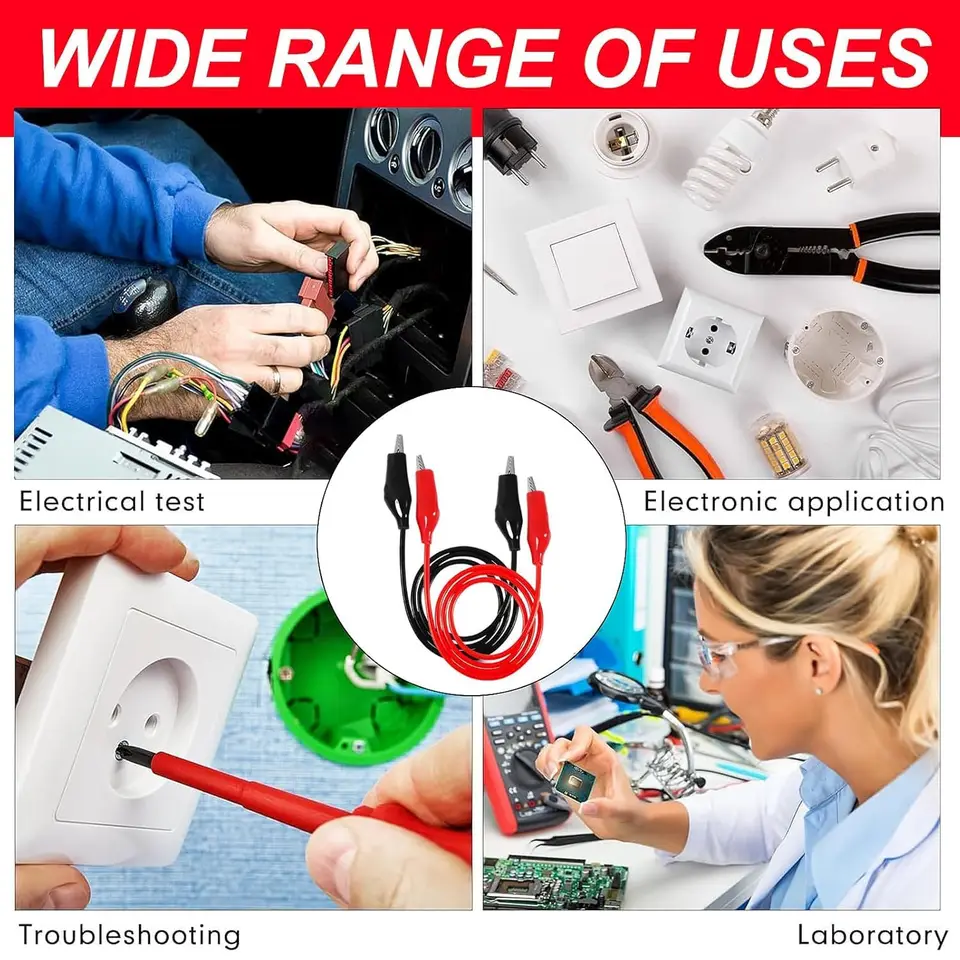 1-20Set Red Black Alligator Clips DIY Test Leads Double-ended Crocodile Test Clips for Multimeter Measure Tool Lead Connector image 6