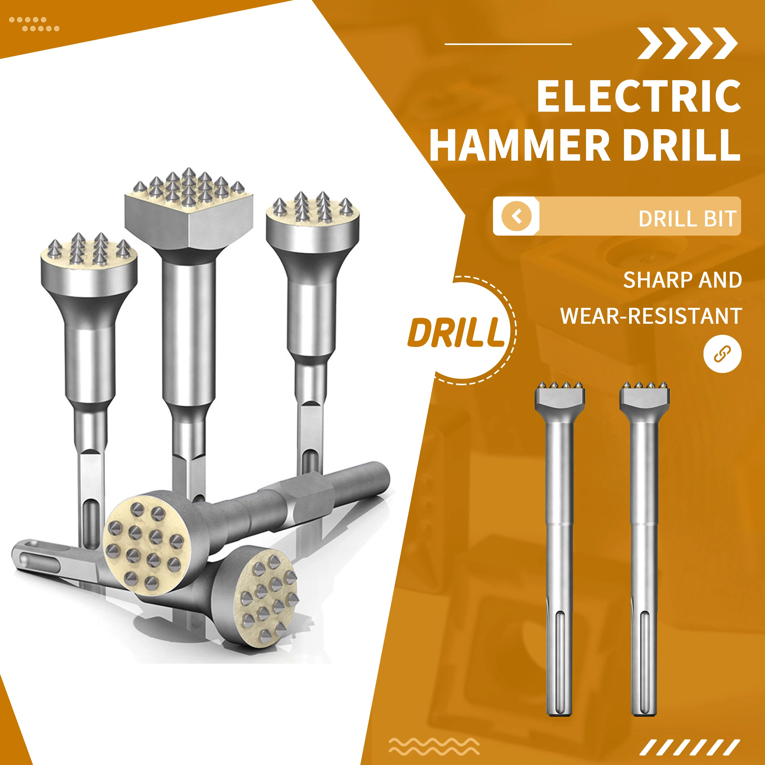 Flower Hammer Chisel Drill Bit Wall Concrete Cement Hit Lychee Surface