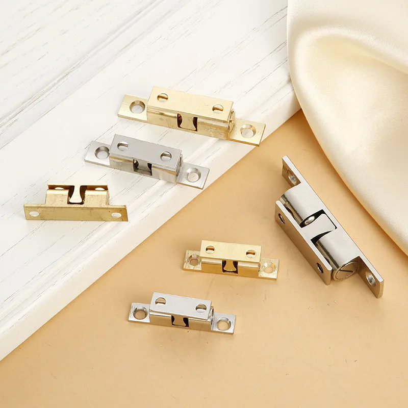KK&FING 40-70mm Double Ball Catch Brass Door Latch Cabinet Door Touch Bead Wardrobe Switch Buckle Type Cabinet Suction