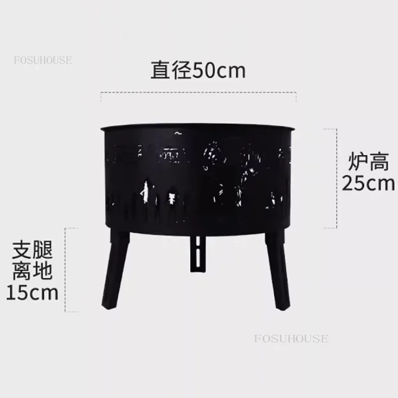 Simple Iron Fire Pit for Terrace Outdoor Heater Cage Stove Winter Wood Stove Round Outdoor Camping Barbecue Charcoal Braziers