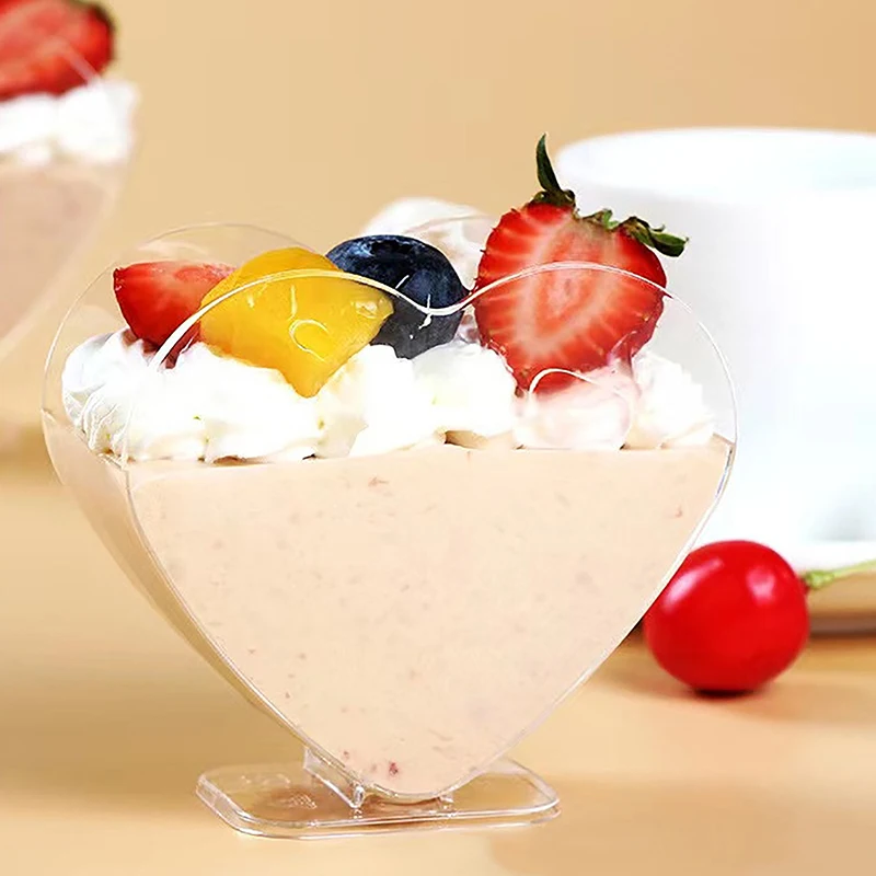80ml 20PCS Thickened Heart Shaped Dessert Bowl Mousse Container Reusable Parfait Appetizer Tasting Serving Cup Party Restaurant