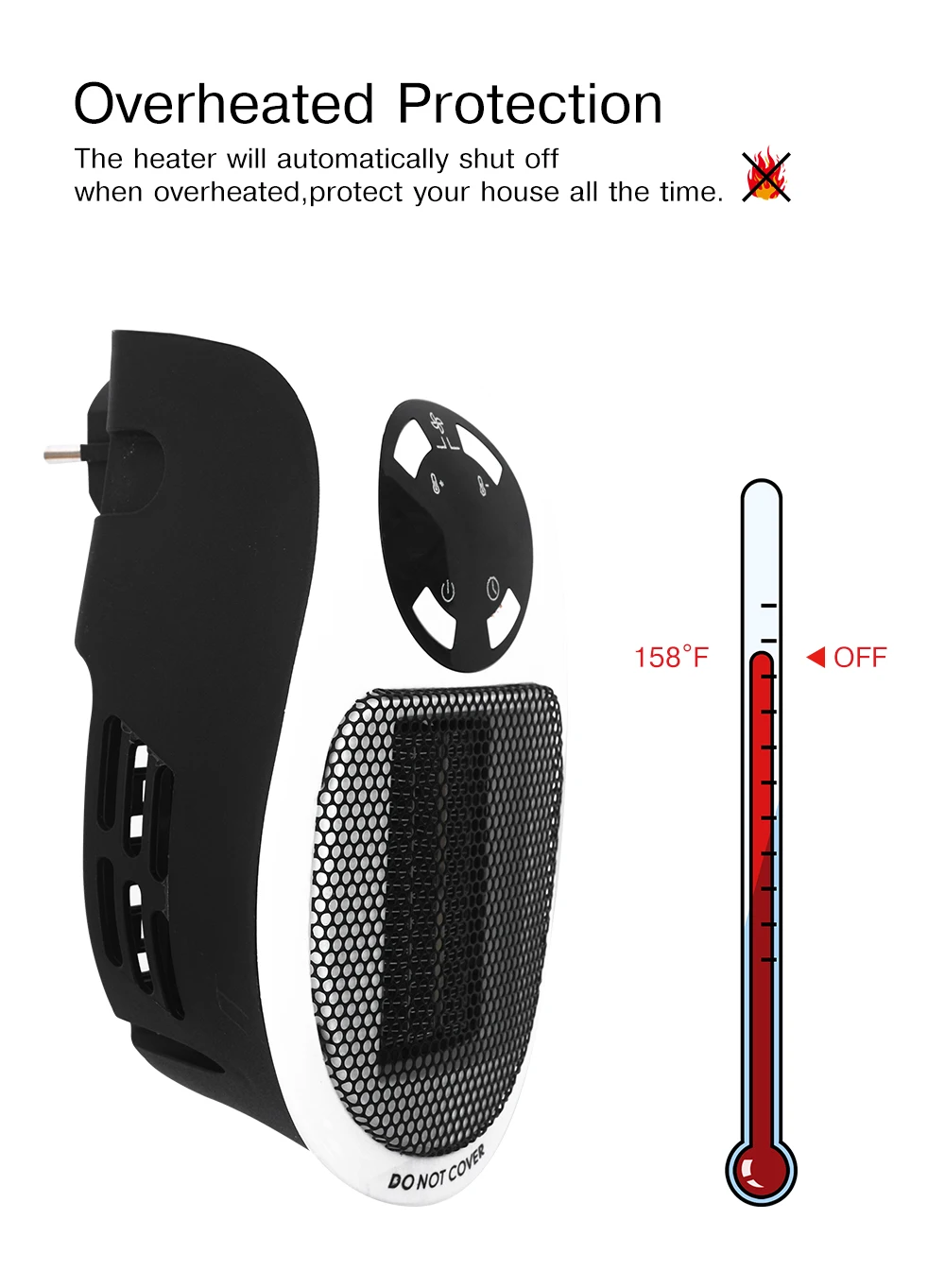 

Portable Electric Heater Plug in Wall Heater Room Heating Stove Household Radiator Remote Warmer Machine 500W Device