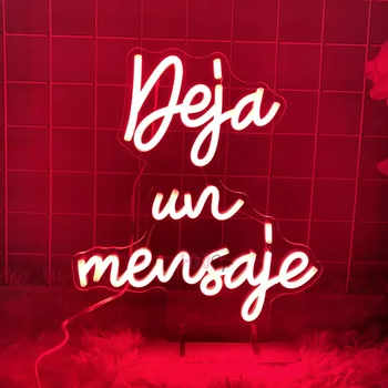 Deja un Mensaje Neon Led Sign Bedroom Party Table Decor Desk Night Lights Lamp spanish Neon Sign USB Wedding Coffee Decoeation 1