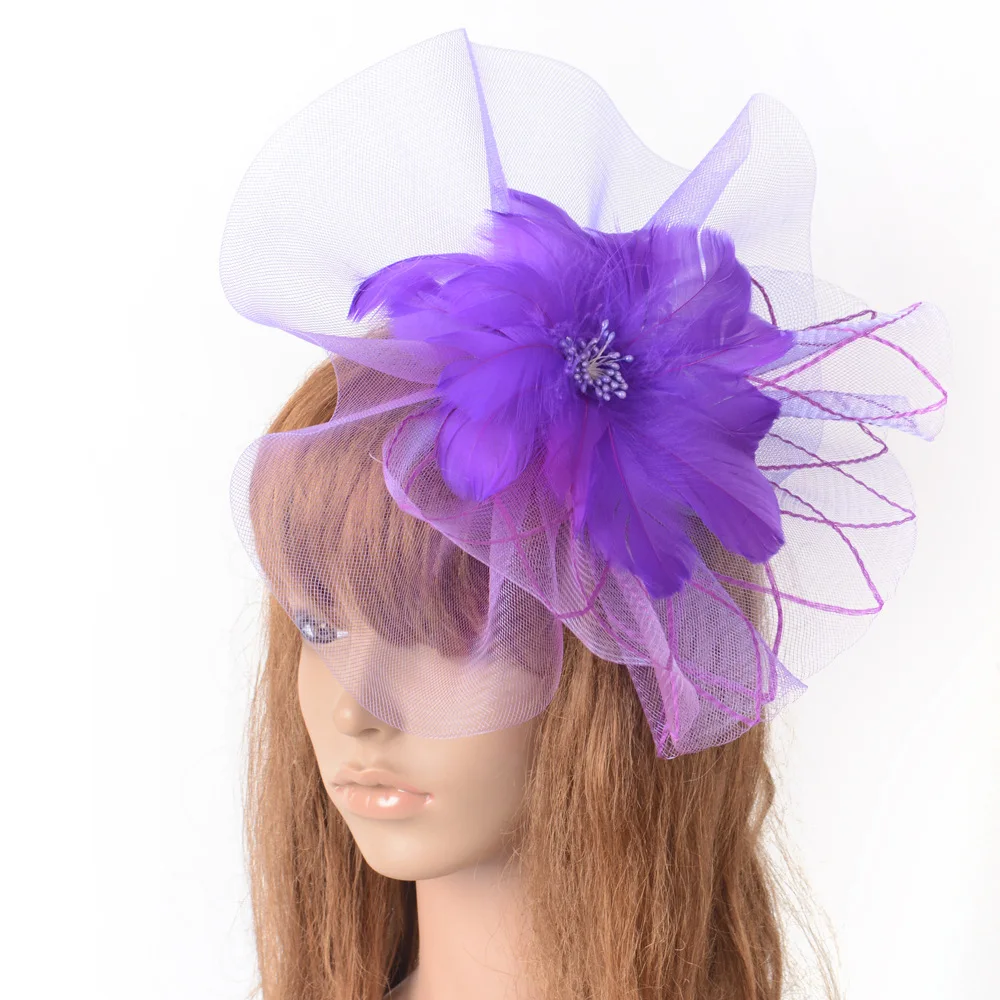 

Fascinators Hat Women Flower Mesh Ribbons Feathers Fedoras Hat Headband or a Clip Cocktail Tea Party Headwear for Girls
