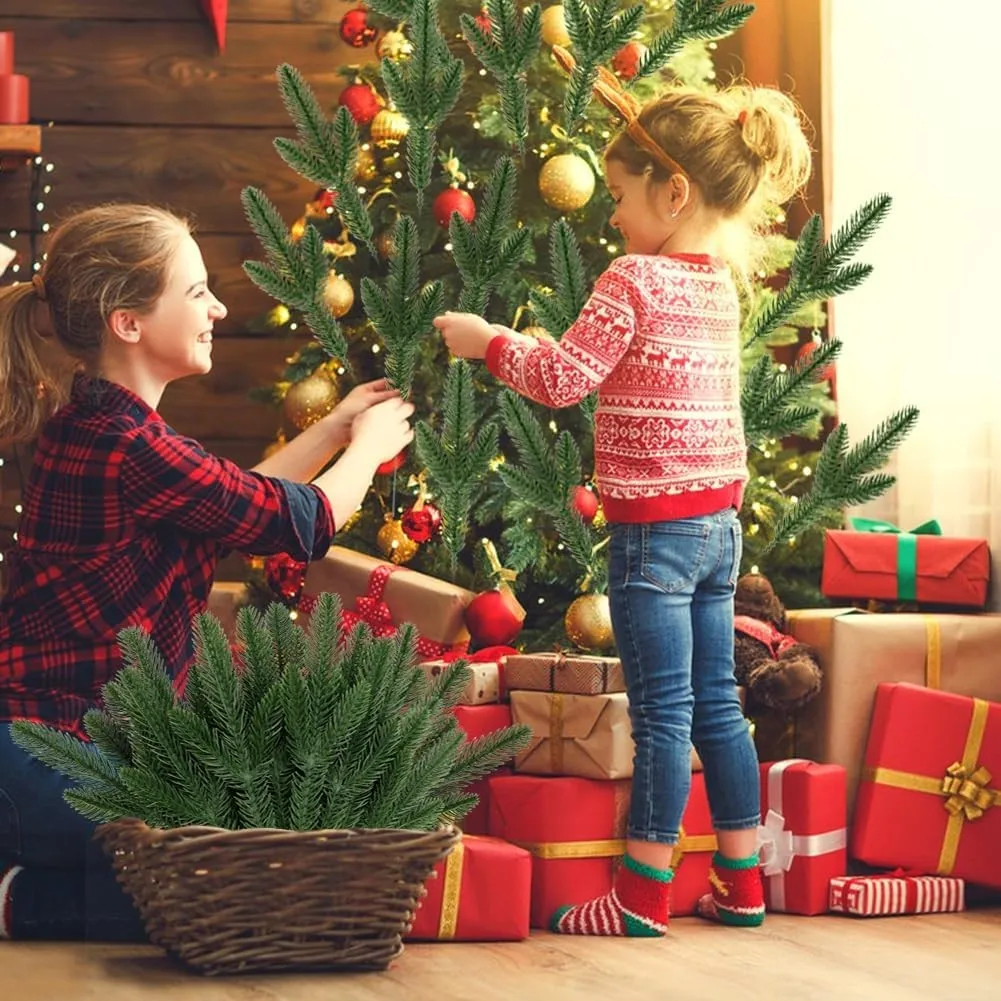 20Pcs Christmas Artificial Pine Needles Branches Green Fake Pine Stems DIY Garland Home Party Decoration Xmas New Year Gifts