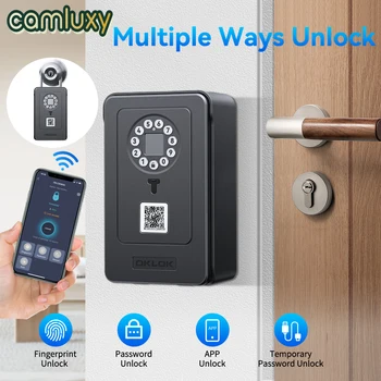 Camluxy Smart Key Box Fingerprint Safe Storage Lock Key 6 Digital Password Code Security Lockbox Combination Code IC Card Unlock 1