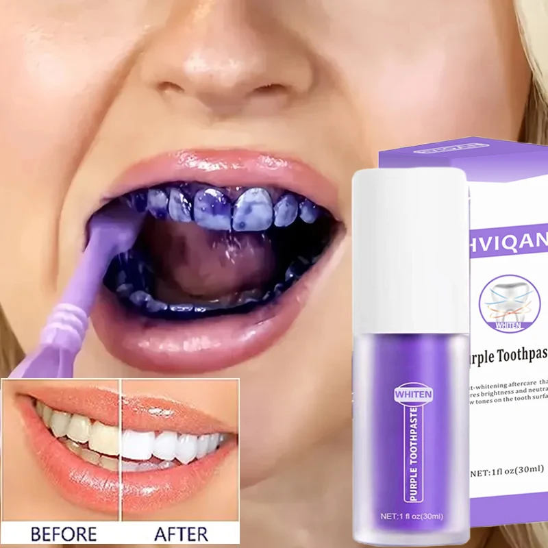 

Purple v34 Teeth Whitening Toothpaste зубная паста Blanqueador Dental Tartar Odor Removal Oral Cleaning Beauty Health Products