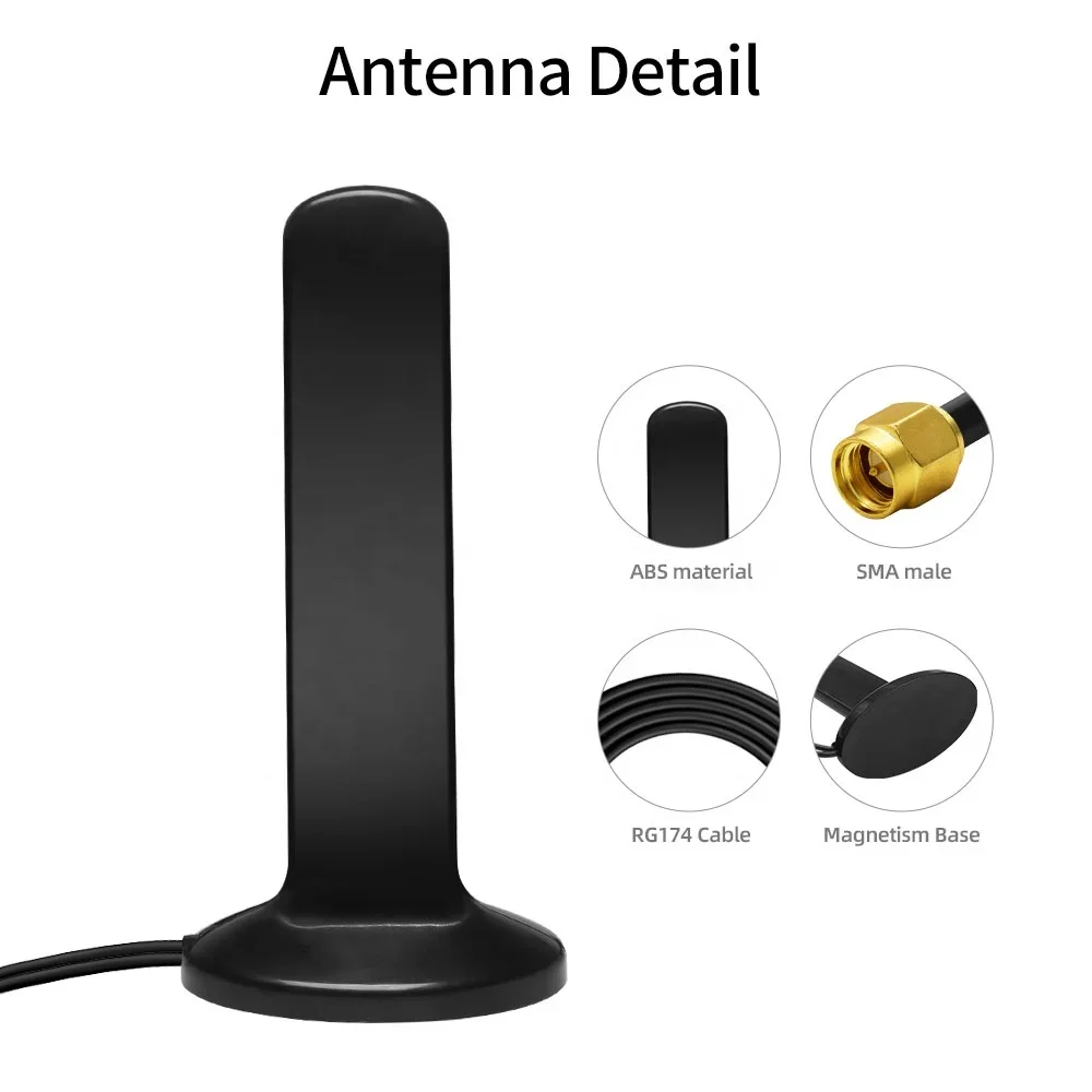 2X2 MIMO 4G LTE 5G Antenna 12dBi Dual SMA Male / TS9 / CRC9 Connectors Magnetic Base 600-6000MHz Omni Waterproof Paddle Antenna