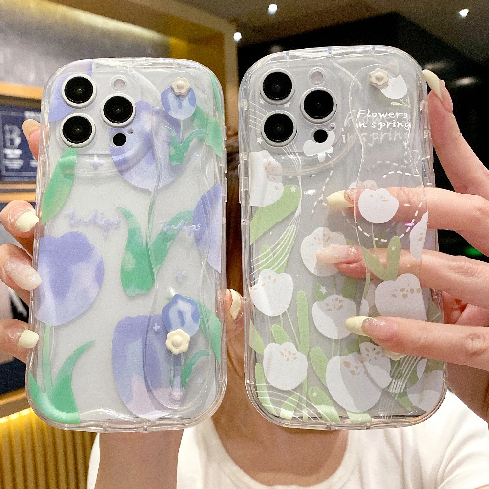 Tulip Flower Wrist Strap Phone Holder Case