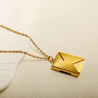 Stainless Steel Envelope Pendant Necklace Metal Waterproof Jewelry For Women - Image 3