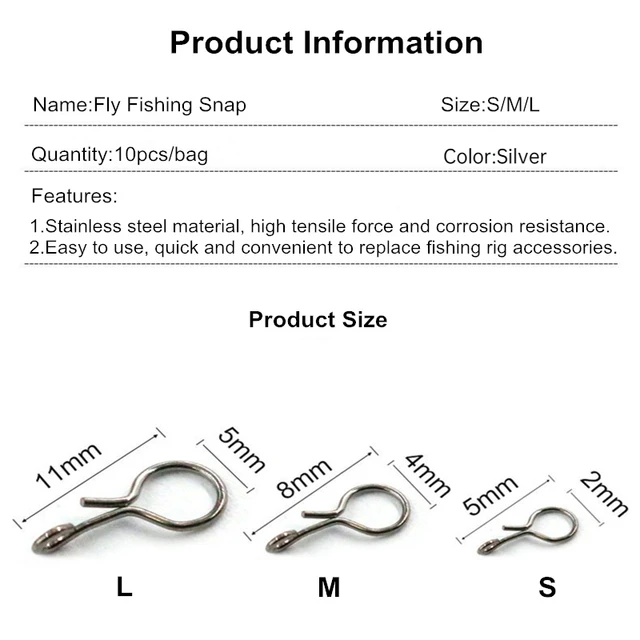 Mosodo Fly Fishing Snap Quick Change For Hook Replacement Connector Ring Fly  Pin Bait Hook Connector Fly Fishing Accessories