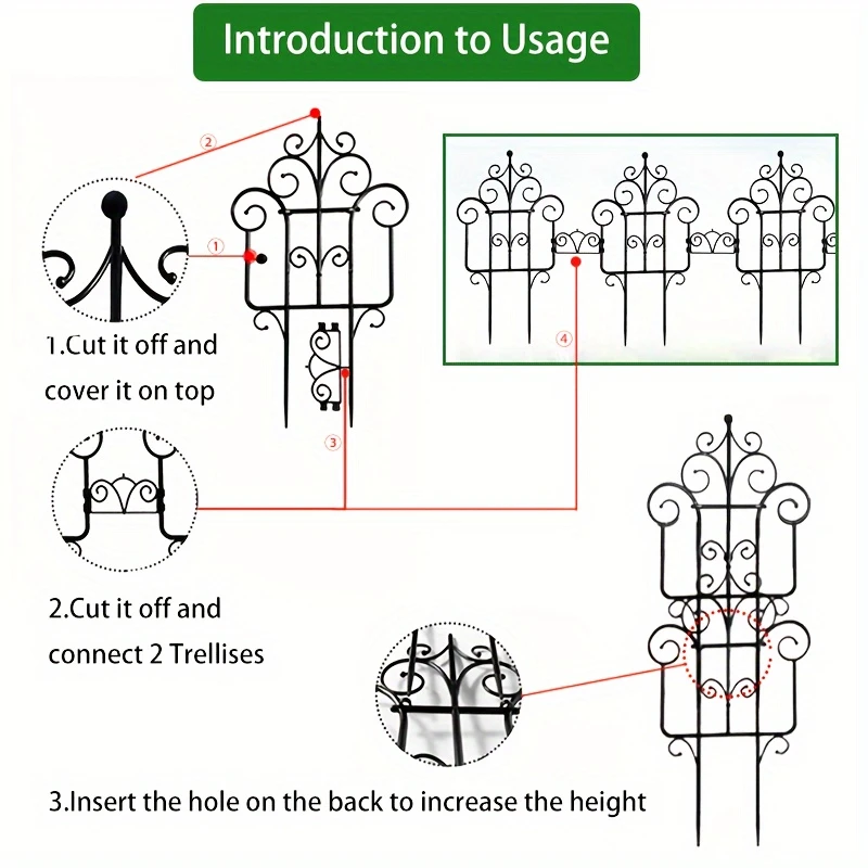 6pcs Garden Fence-Enhance Your Outdoor Space with European Plastic Fence & Imitation Iron Art Balcony Garden